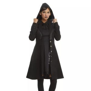 Harry Potter Hot Topic Deathly Hallows Jacket JUNIORS SM Trench Coat Cloak Black